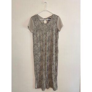 Muk Luks Women’s Zebra Print Midi Dress Size XS With Short Sleeves & Keyhole